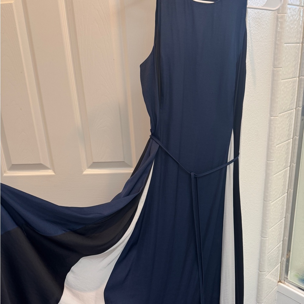 Elegant Navy, Black and White Maxi Dress